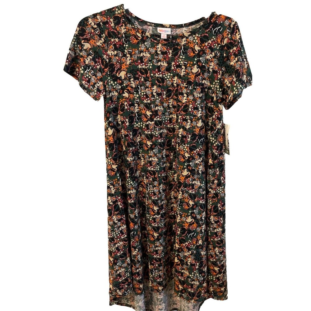 LULAROE MINNIE MOUSE Disney Woman’s Carly Dress Sz S Stretch Swing Pocket NWT